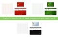 Red, green and black bank passbooks closed and open And set of cash card set